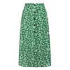 女性ボヘミアの花プリントスプリットスカート夏のエレガントな休日シフォンカジュアルスカート
