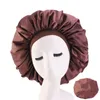 Other Home Textile Large Satin Stretch Wide-brimmed Round Cap Satins Nightcap Beauty Salon Home Caps Chemotherapy Hat WH0317
