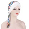 Muzułmańskie kobiety Hidżab Chemo Cap Print Headscarf Długi Ogon Stretch Cancer Hat Bonnet Turban Cross Hair Loss Pokrywa głowy islamski