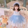 Cekcya Baby Mädchen Spanisch Lolita Prinzessin Kleider Kinder Spitze Türkei Vintage Ballkleid Infant Geburtstag Party Bule Kleid 210615