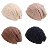 Chapeau ample en maille pour femmes, Skullies, Double couche, garde au chaud, élastique, en dentelle, à la mode, 2021