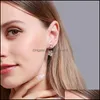 Dangle & Chandelier Earrings Jewelry Five Petals Flower Crystal Korean Women Floral Stud Earring Copper European Circle Gold Dress Ear Drop