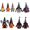 Decorazioni di Halloween Feste Bambole senza volto Decorazione Gnomi Cappelli a punta Ragnatela Faccina nera Cappello lungo Strisce XD24827