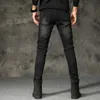 Mäns Jeans Ripped förstörda Biker Hip Hop Stretchy Denim Byxor Slim Fit Male Patches Hole High Street Trousers 210716