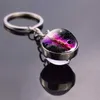 17PCS / SET Solsystem Set Planet Keyring Galaxy Nebula Star Keychain Moon Earth Bild Dubbelsidan Glas Boll Nyckel Kedja H0915