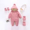 Erkek Bebek Kız Giysileri Kalın Sıcak Bebek Tulum Tulum Kapşonlu Polar Çocuk Kış Sonbahar Tulum Çocuklar Snowsuit 211101