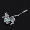 Personalized Antique 925 Sterling Silver Flower Finery Pin green zircon Lotus Men Suit Accessories Wedding Brooch