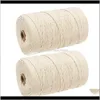 Kläder Tyg Apparel Drop Leverans 2021 2st Naturlig handgjord bomullsledning Rame Garn Rope DIY Wall Hängande Växthängare Craft String Knitti