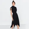 Top Quality Fashion Women Ruffles Party Pleated Dress One Shoulder Sexyy Club Elegant Maxi Vestidos 210525
