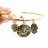 Símbolo mau olhado charme pulseiras para mulheres meninas turco sorte olhos azuis fatima mão pulseira moda pulseira jóias 2138644