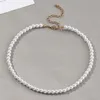 Elegant vit imitation Pearl Choker Halsband Stor Round Pearl Bröllop Halsband för kvinnor Charms Fashion Smycken 2021 Presenter