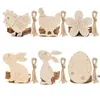 DHL 10 Stks DIY Hout Pasen Egg Chick Hanger Craft Pasen Decoratie Creatieve Houten Artware Festival Party Gunsten Benodigdheden Ornament Xu