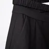 {deat} النساء الطيات السوداء الصليب حربة حزام الساق واسع السراويل عالية الخصر سليم صالح السراويل الأزياء المد الصيف 7D1220 210421