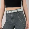 Dubbel bälte mode eyelet cutout dekorerade jeans bälte punk damer stift spänne bälte kvinna mode bälten för högkvalitativa damer g220301