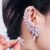 QOOLADY非対称Sparkly White Luxury Long Cubic Zirconia Crimber Crimber Earrings Brides Star Jewelry E068 210618346784