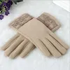 Gants sans doigts coréen Nylon dentelle écran tactile épaissir mitaines marque automne hiver chaud femmes coton Handschoenen