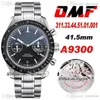 OMF MoonWatch A9300 Автоматический хронограф мужские часы черный циферблат из нержавеющей стали браслет супер издание 311.33.44.51.01.001 (колесо черного баланса) PureTime M22