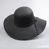 Casual fedora cap bred brimta kupol hattar högkvalitativ ullfloppy kvinnor svart cloche hatt