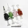 Skull Liquid Glycerin hookah Glass 14mm Nectar bong Kits with Quartz Tips & Stainless Steel Tip Cooling Oil Inside Dab Straw pipe
