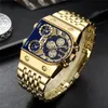 Armbandsur oulm Big Dial Watch Men Male Gold Wrist Square Golden Chronograph Watches Relogio Masculino 2021285w