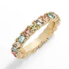 Mode Gouden Brief Liefde Ringen Bague voor Lady Stones Pure Silver Inlaid Diamond Rainbow Color Transfer Ring Prachtige en Shining You Shunxin2014888