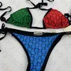 2021 Newest Style Two-piece Bikini Novelty Contrast Color Women's Swimwear Special Stylish Plaid Pattern High Leg Thong Bikinis Set Beach Party Costome