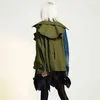 Patchwork Denim Jackets For Women Turtleneck Long Sleeve Hit Color Loose High Street Coats Female Clothing 210524