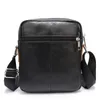 Men's Black Soft Leather Bag Portable Rectangular Multifunctional Crossbody Bags Fashion Casual Shoulder Bag zipper pocket 21*19*8cm