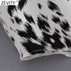 Kvinnor Vintage Leopard Texture Print Casual Smock Blus kontor Långärmad T-shirts Chic Blusas Tops LS7702 210416