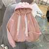 Kvinnor Vinter Hoody Sweatshirt Broderi Kawaii Dancing Rabbit harajuku Lady Pullover Loose Student Wild Långärmade Kvinnliga Toppar 210809