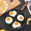 Holes Egg Frying Pan Hamburger Nonstick Pot Aluminum Alloy Cooking Saucepan Heart Shaped Omelet Cookware With Wooden Handle Pans