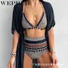 Summer Women Bikini Zestaw Spaghetti Pasek Crop Top High Waist Swimwear Leopard Drukuj Dwuczęściowy Push Up Strój kąpielowy Swimsuit X0522