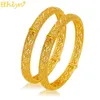 Ethlyn Ethnic Gold Color Indian Dubai Exquisite Bracelets Bangles Jewellery for Women Girls (2pcs/lot) My50 Q0717