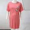 Главные платья для беременных платья с твердым цветом с твердым цветом плюс размером с короткий рукав женский стиль свободная удобная женская одежда для ухода за уходом#l