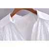 Летние блузки платья белый хлопок, выладьте вышитые мини-платья с длинным рукавом 210421