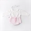 Baby gebreide kleding hart baby meisje romper pompom baby meisjes trui ontwerper pasgeboren jumpsuit herfst winter baby kleding DW4652