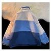 Kurtki damskie damskie niebieskie splicing vintage turtleeck zamek błyskawiczny mundur baseball mundurem ponadwymiarowa kurtka damska wełniana płaszcz swobodny grubość
