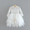 Vintage Dziewczyny Koronki Ciasto Sukienka Dla Dzieci Solidna Letnia Warstwowa Gaza Boutique Księżniczka Dzieci Xmas 210529