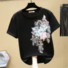 Tops Frauen Sommer Floral Stickerei T Shirts O Neck T-Shirt Baumwolle T-shirt Weiß Camiseta Mujer Vetement Femme 210604