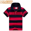 Дети мальчик футболки летом модный красочный полосатый рубашка с коротким рукавом детей топ Tee 2 4 6 7 10 12 14 лет одежда 210521