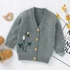 Jesień zima baby chłopcy dziewczyny haftować dzianiny kurtka niemowlę dzieci chłopiec dziewczyna z długim rękawem kardigan płaszcz odzież 210429