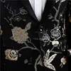 Abito da uomo elegante con ricami floreali in oro Abito da uomo di marca One Button con risvolto con risvolto Tuxedo per la cena di nozze 210522
