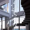 دوبلكس درج طويل الثريا مصابيح فيلا غرفة المعيشة الإضاءة الحديثة الغلاف الجوي بسيط ضوء الكريستال الفاخرة شقة لوفت