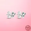 Pendientes de tuerca de aro redondos para mujer, aretes de plata de ley 925 con margaritas pavimentadas, luna y estrella, regalo de joyería