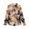 Spring Autumn Cardigan Clothes Fashion Floral Print Shirt Women Long Sleeve Chiffon Blouse Plus Size S-4XL Tops 10474 210508