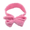 8 * 16 cm Spädbarn Bekväm varm stickning Ullhuvudband Solid Färg Virka Bowknot Elastic Hairband Baby Headwear Födelsedaggåvor