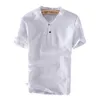 Oversized T Shirt 5XL Mens Pullover Cotton Linen Tees Summer Short Sleeve Male Casual Plus Size White Tops Clothing 210601