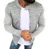 Sports Casual Men Jacket Men's Autumn Pleats Slim Stripe Fit Zipper Long Sleeve Coat Cardigan 211110