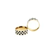 Light Luxury Niche Design Black And White Checkerboard Ring Titanium Steel Plating Gold Edge Ins Cold Jewelry