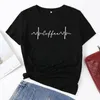 Women's T-Shirt Letter Coffee Print Women Summer 100%Cotton Tshirt Casual Female Short Sleeve Graphic Tops Ladies O-Neck Basic Tee Shirt